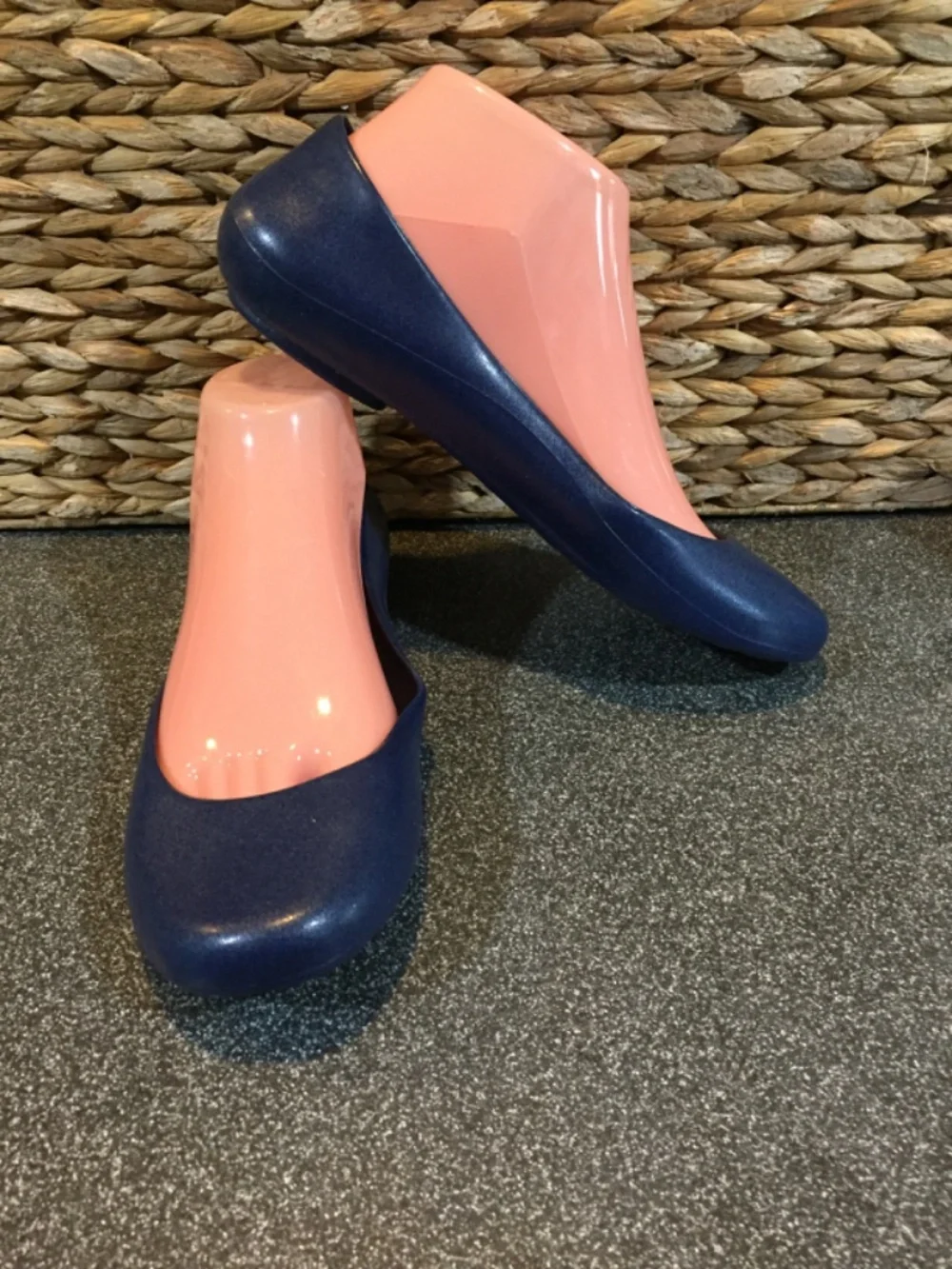 OKA b. Navy Blue Ballet Flats with Teal Insole
